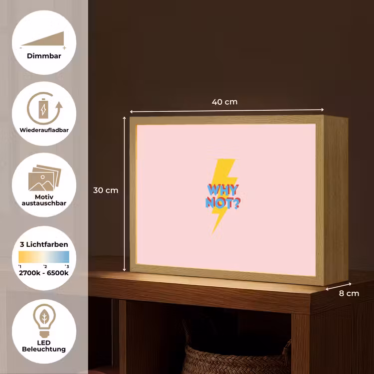 Why not - Bliksem - Roze Light Box met batterij (Wandlamp) middel -USP_websiteoverzichtDE