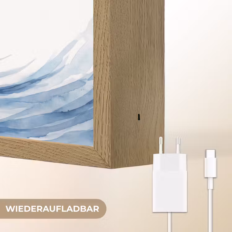 Water - Beweging - Natuur - Modern - Blauw Light Box met batterij (Wandlamp) middel -USP_websiteoplaadbaarDE