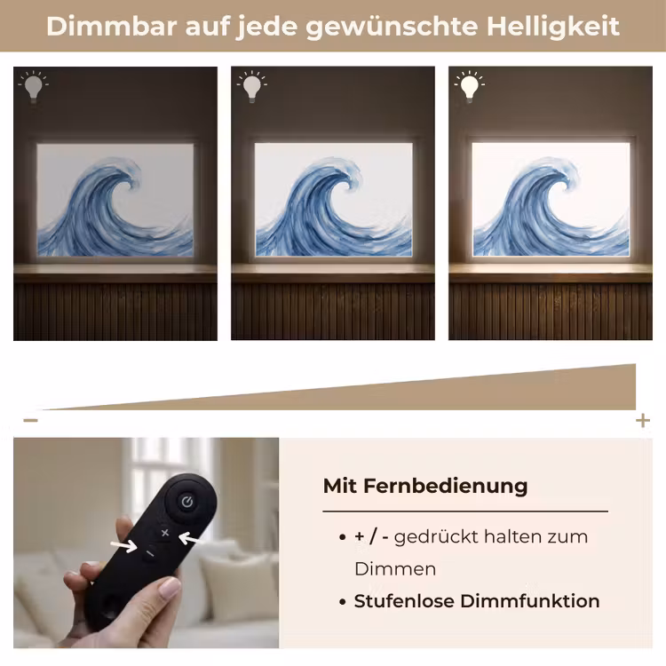 Water - Beweging - Natuur - Modern - Blauw Light Box met batterij (Wandlamp) middel -USP_dimbaarDE