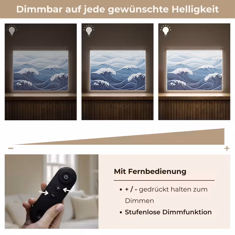 Water - Mozaïek - Landschap - Modern - Blauw Light Box met batterij (Wandlamp) middel -USP_dimbaarDE
