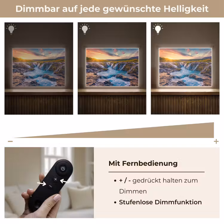 Waterval - Planten - Mos - Landschap - Zonsondergang - Rots Light Box met batterij (Wandlamp) middel -USP_dimbaarDE