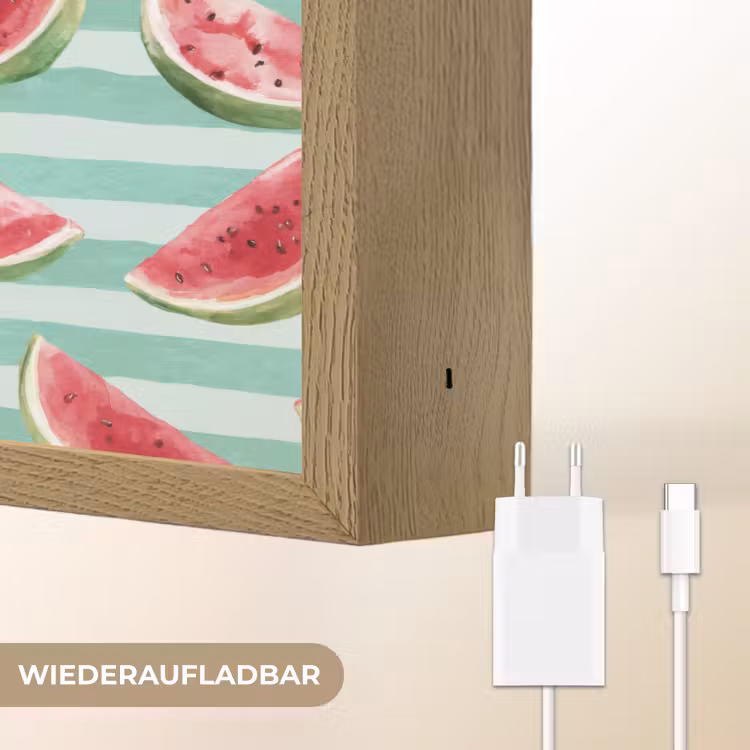 Watermeloen - Strepen - Groen Light Box met batterij (Wandlamp) middel 907 -USP_websiteoplaadbaarDE