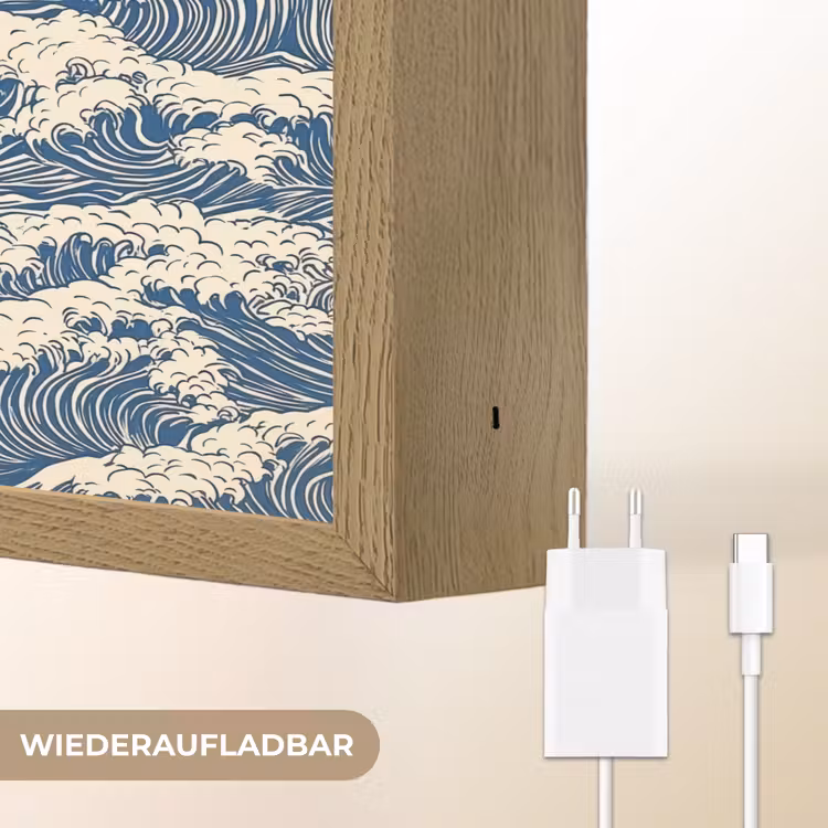 Golven - Klassiek - Blauw Light Box met batterij (Wandlamp) middel 907 -USP_websiteoplaadbaarDE