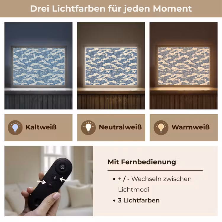 Golven - Klassiek - Blauw Light Box met batterij (Wandlamp) middel 907 -USP_lichtkleurDE