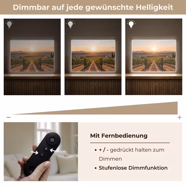 Wijngaard - Zonsondergang - Landschap Light Box met batterij (Wandlamp) middel -USP_dimbaarDE
