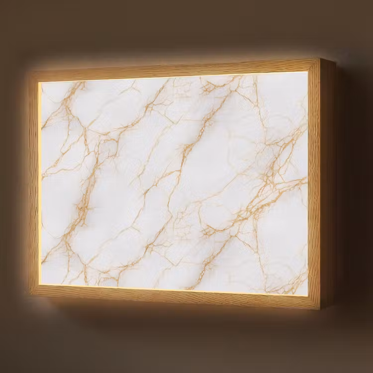 Wit - Goud - Marmer - Aders Light Box met batterij (Wandlamp) middel 907 -z3d_website