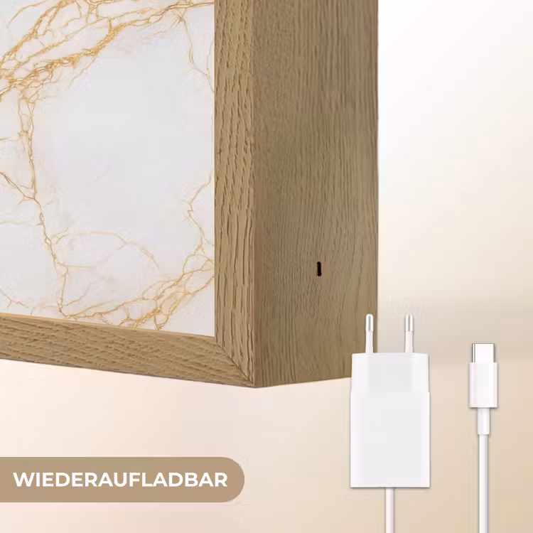 Wit - Goud - Marmer - Aders Light Box met batterij (Wandlamp) middel 907 -USP_websiteoplaadbaarDE