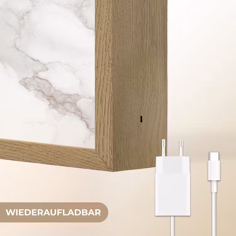 Wit - Marmer - Bruin Light Box met batterij (Wandlamp) middel 907 -USP_websiteoplaadbaarDE