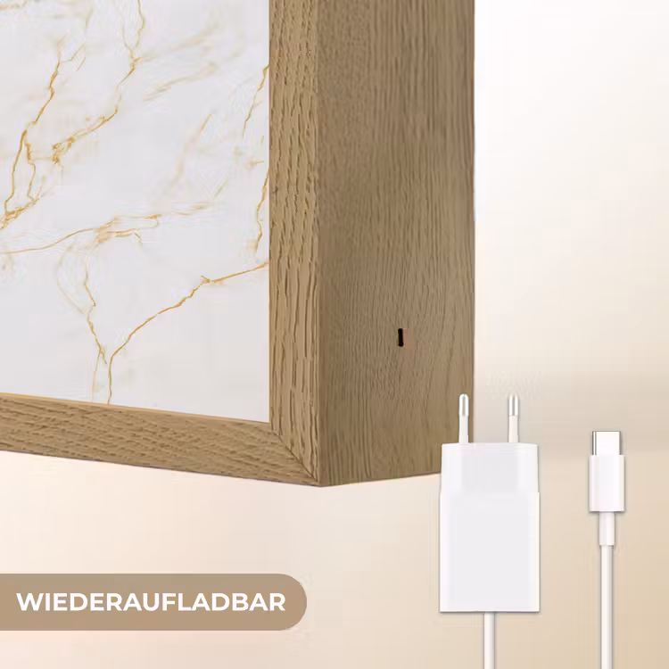Wit - Marmer - Goud - Luxueus Light Box met batterij (Wandlamp) middel 907 -USP_websiteoplaadbaarDE