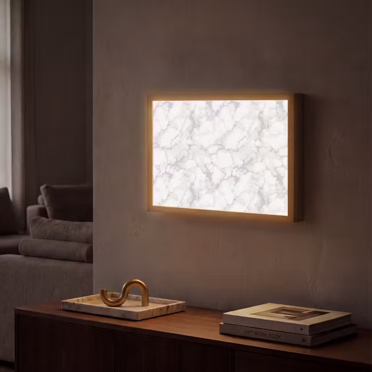 Wit - Marmer - Grijs Light Box met batterij (Wandlamp) middel 907 -sfeer1