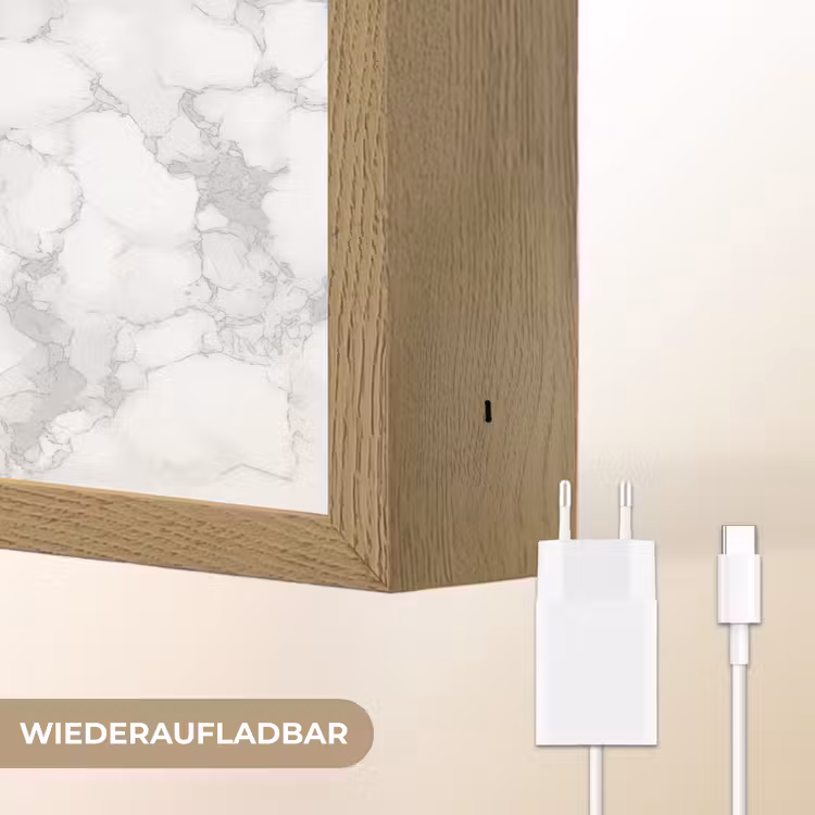 Wit - Marmer - Grijs Light Box met batterij (Wandlamp) middel 907 -USP_websiteoplaadbaarDE