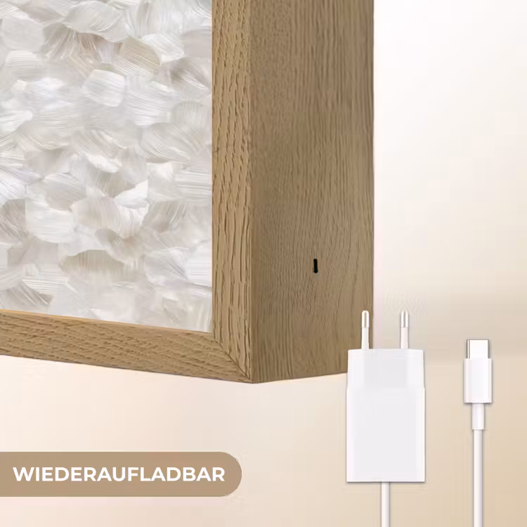 Wit - Penseelstreken - Reliëfeffect Light Box met batterij (Wandlamp) middel 907 -USP_websiteoplaadbaarDE