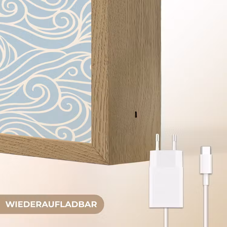 Golf - Abstract - Natuur - Modern - Blauw Light Box met batterij (Wandlamp) middel -USP_websiteoplaadbaarDE