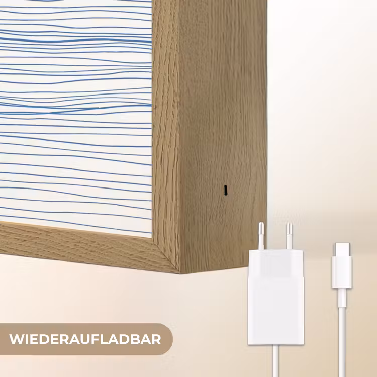 Golf - Brekende - Natuur - Minimalistisch - Blauw Light Box met batterij (Wandlamp) middel -USP_websiteoplaadbaarDE