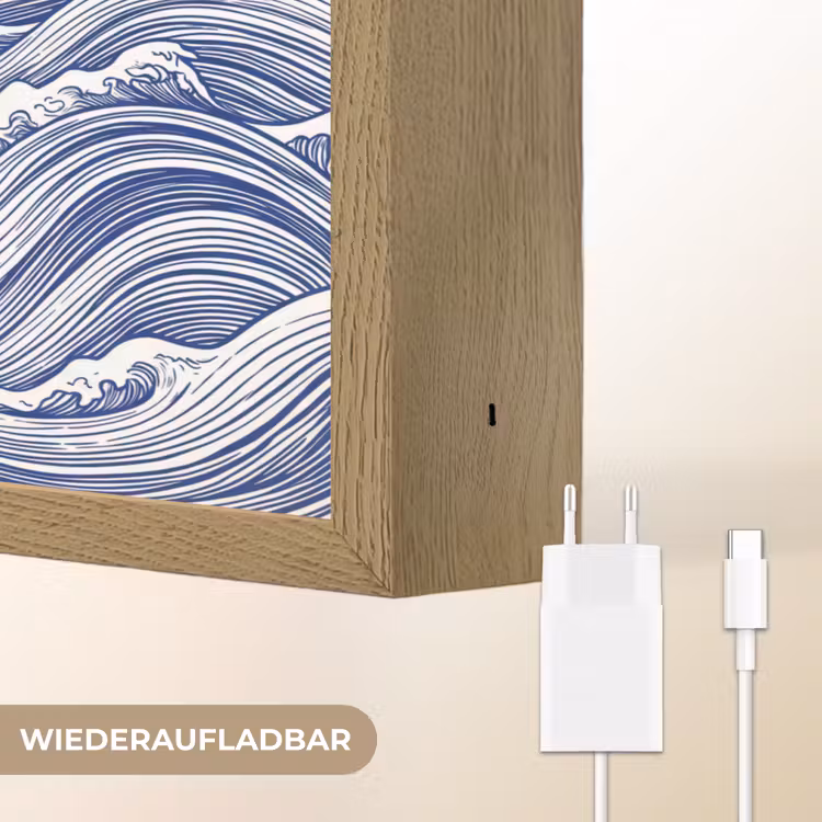 Golf - Japans - Zee - Illustratie - Blauw Light Box met batterij (Wandlamp) middel -USP_websiteoplaadbaarDE