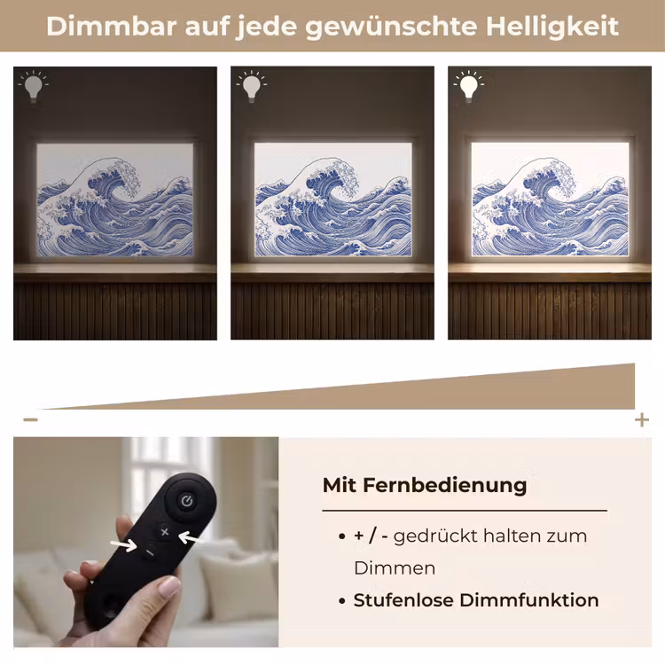 Golf - Japans - Zee - Illustratie - Blauw Light Box met batterij (Wandlamp) middel -USP_dimbaarDE