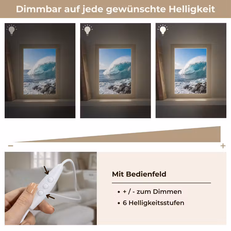 Golf - Oceaan - Brekend - Water - Blauw Light Box met kabel (Wandlamp) klein -USP_dimbaarDE