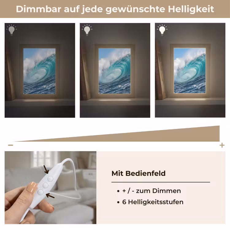 Golf - Oceaan - Water - Dynamisch - Blauw Light Box met kabel (Wandlamp) klein -USP_dimbaarDE