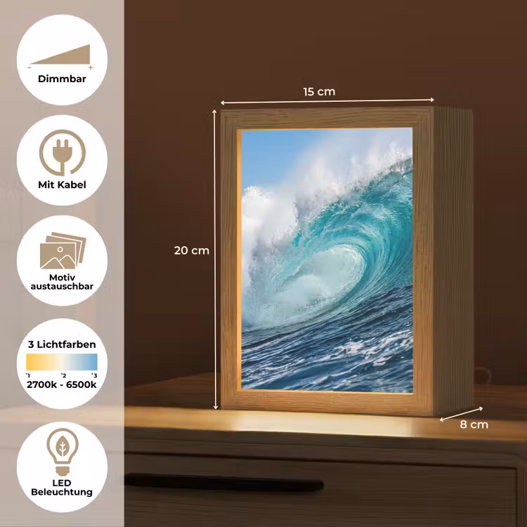 Golf - Oceaan - Water - Dynamisch - Blauw Light Box met kabel (Wandlamp) klein -USP_websiteoverzichtDE
