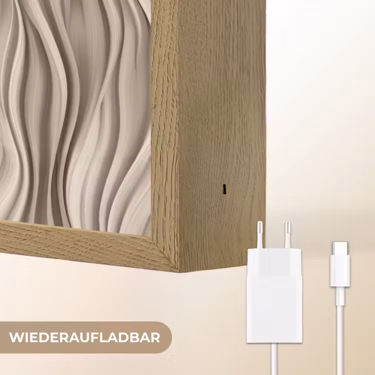 Golven - 3D - Crème Light Box met batterij (Wandlamp) middel 907 -USP_websiteoplaadbaarDE