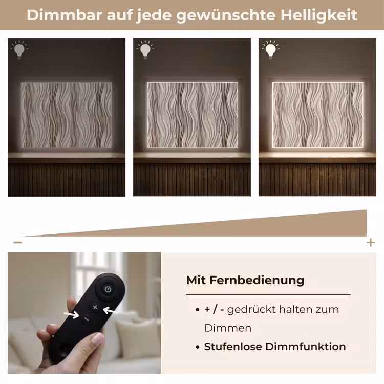 Golven - 3D - Crème Light Box met batterij (Wandlamp) middel 907 -USP_dimbaarDE
