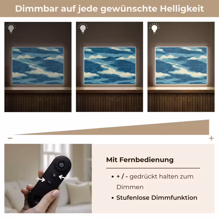 Golven - Abstract - Patroon - Blauw - Wit Light Box met batterij (Wandlamp) middel 907 -USP_dimbaarDE