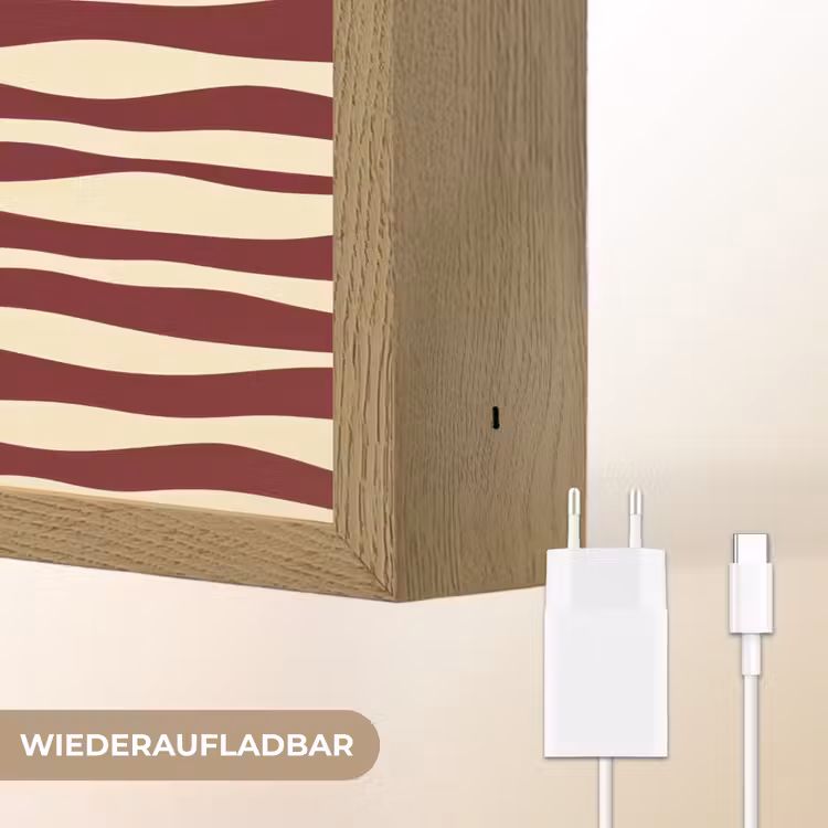 Golven - Rood - Patroon - Crème Light Box met batterij (Wandlamp) middel 907 -USP_websiteoplaadbaarDE