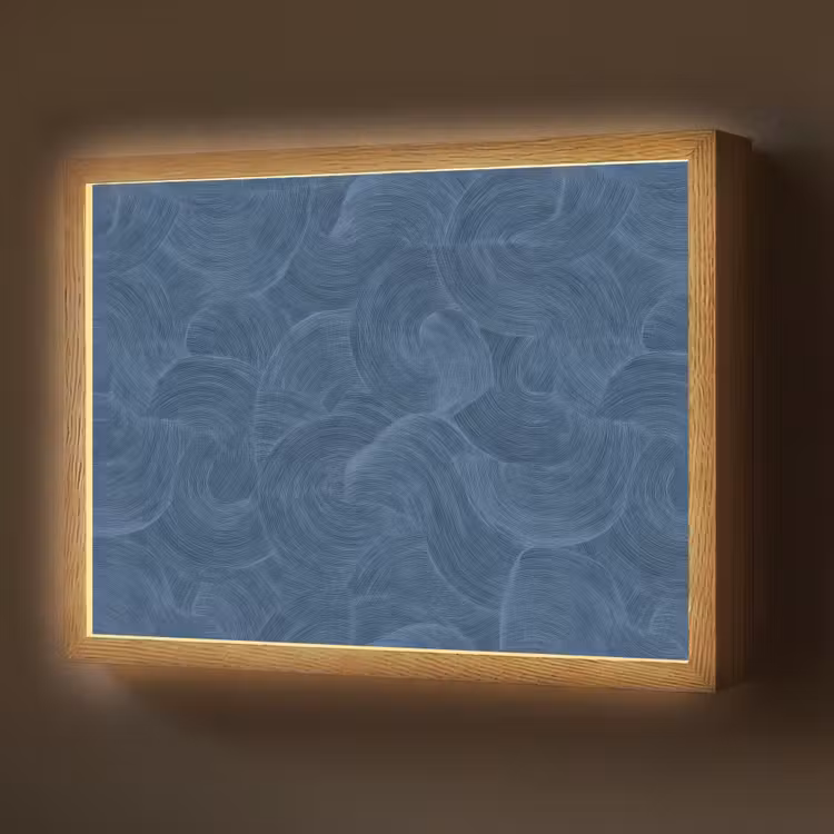Golven - Textuur - Patroon - Blauw Light Box met batterij (Wandlamp) middel 907 -z3d_website