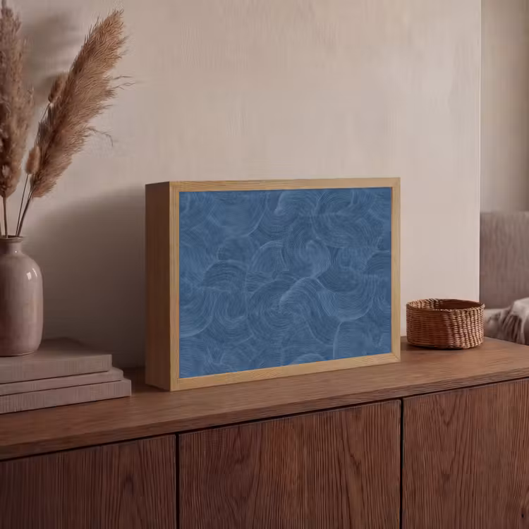 Golven - Textuur - Patroon - Blauw Light Box met batterij (Wandlamp) middel 907 -sfeer2