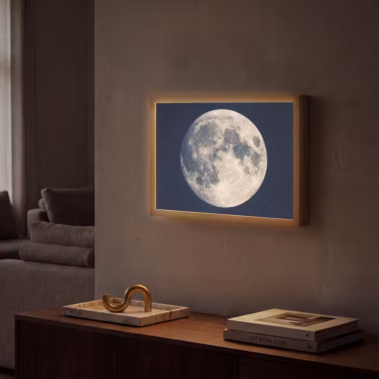 Ruimte - Maan - Kosmos Light Box met batterij (Wandlamp) middel -sfeer1