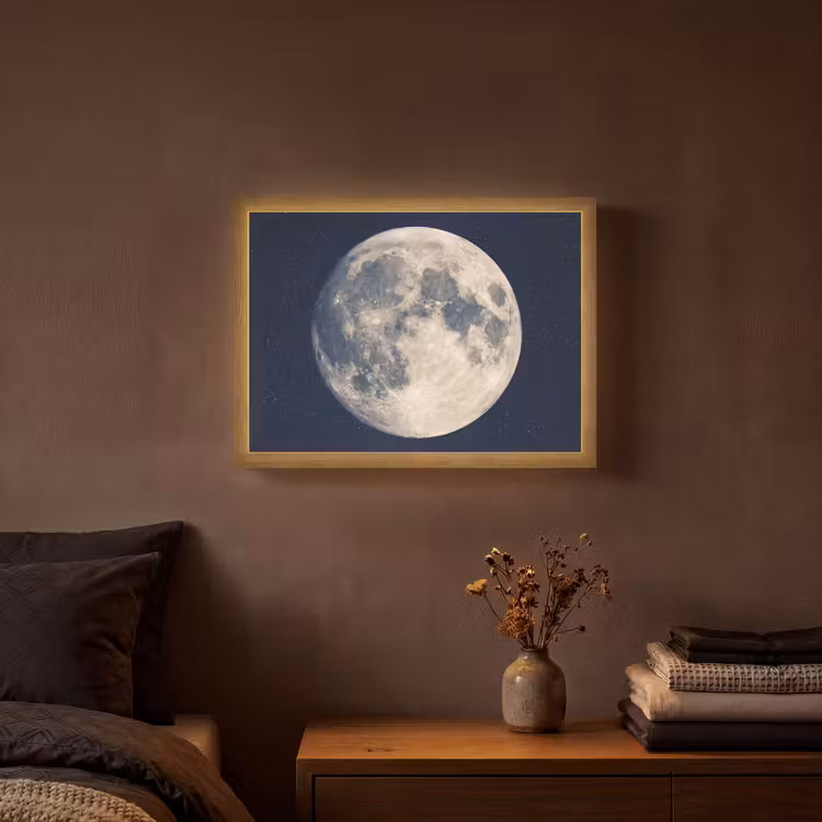 Ruimte - Maan - Kosmos Light Box met batterij (Wandlamp) middel -sfeer4
