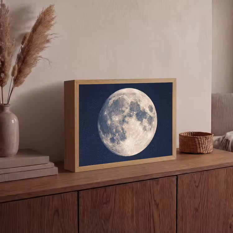 Ruimte - Maan - Kosmos Light Box met batterij (Wandlamp) middel -sfeer2