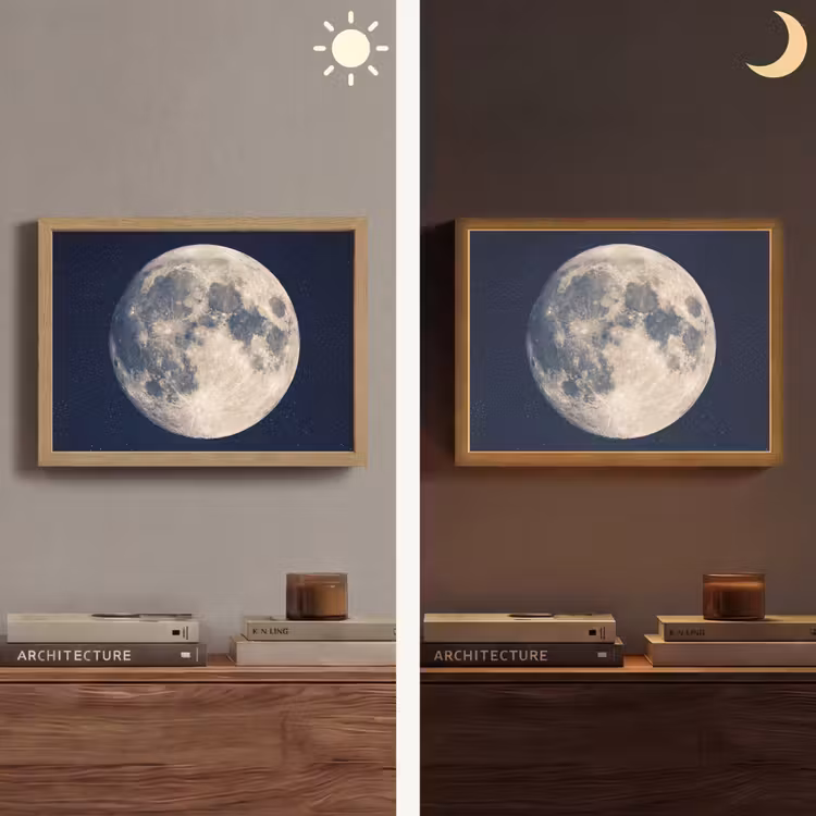 Ruimte - Maan - Kosmos Light Box met batterij (Wandlamp) middel -sfeer3