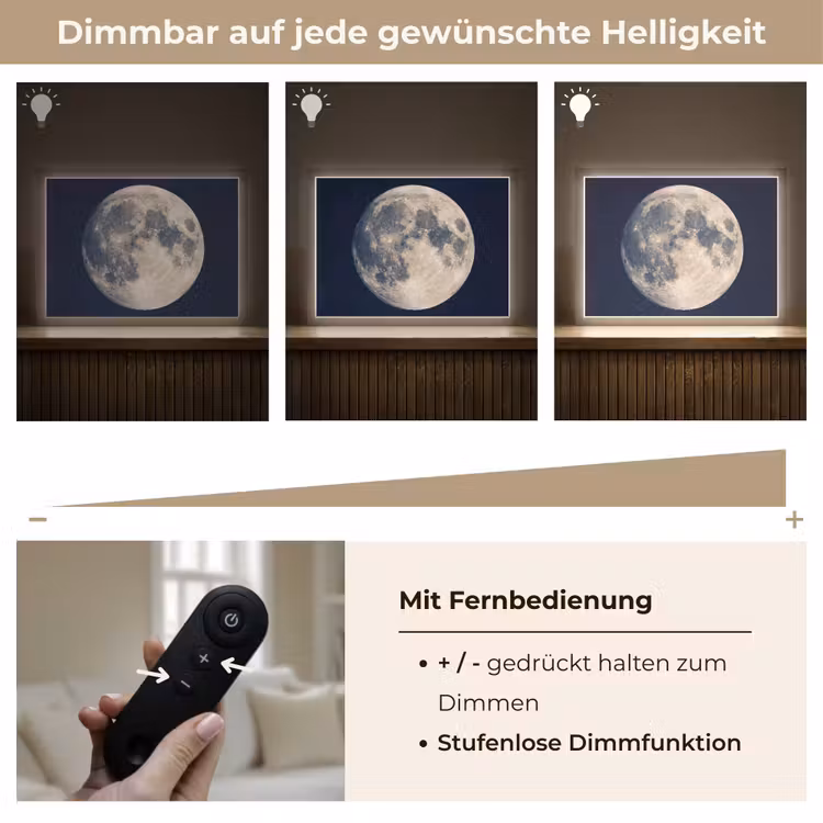 Ruimte - Maan - Kosmos Light Box met batterij (Wandlamp) middel -USP_dimbaarDE