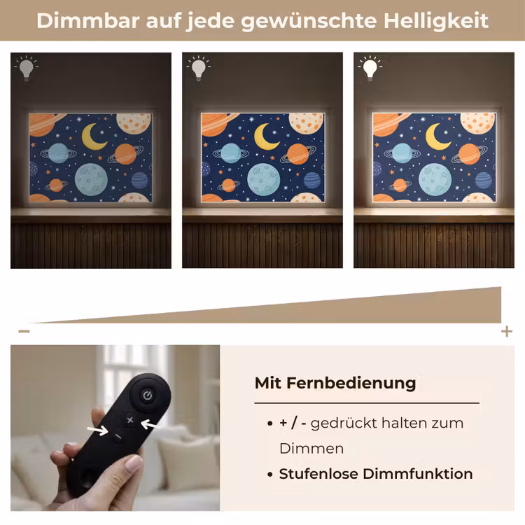 Ruimte - Planeten - Kleurrijk Light Box met batterij (Wandlamp) middel -USP_dimbaarDE