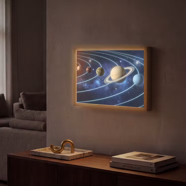 Ruimte - Zonnestelsel - Blauw Light Box met batterij (Wandlamp) middel -sfeer1