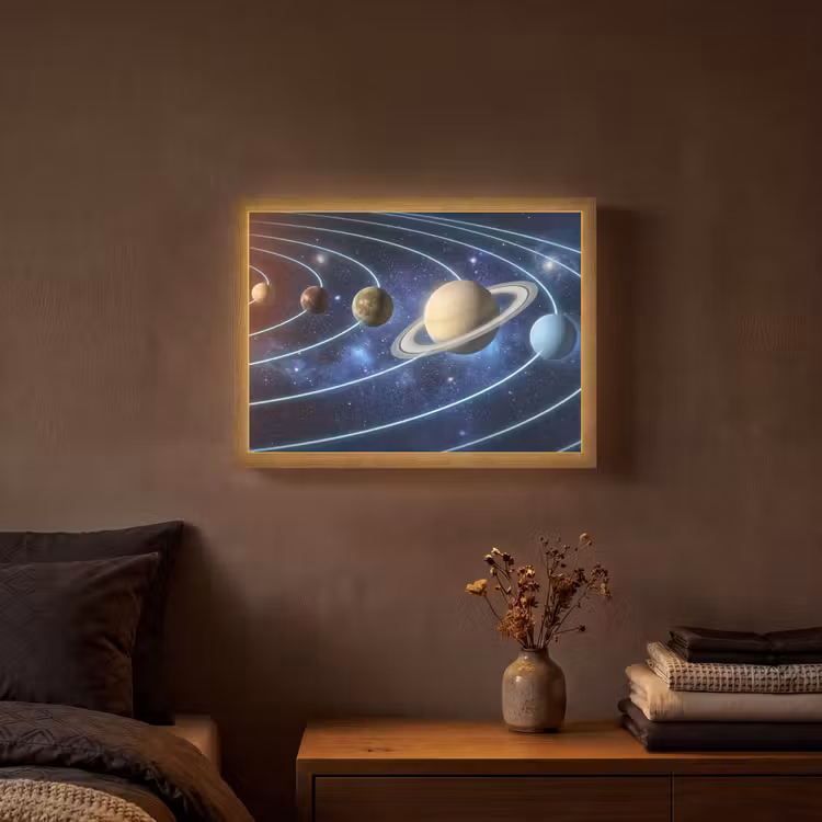 Ruimte - Zonnestelsel - Blauw Light Box met batterij (Wandlamp) middel -sfeer4