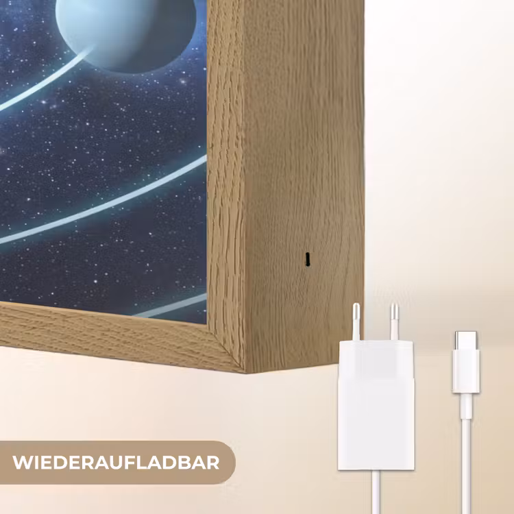 Ruimte - Zonnestelsel - Blauw Light Box met batterij (Wandlamp) middel -USP_websiteoplaadbaarDE