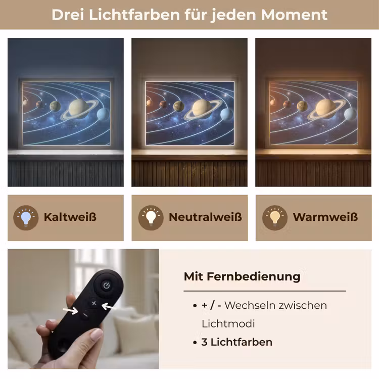 Ruimte - Zonnestelsel - Blauw Light Box met batterij (Wandlamp) middel -USP_lichtkleurDE