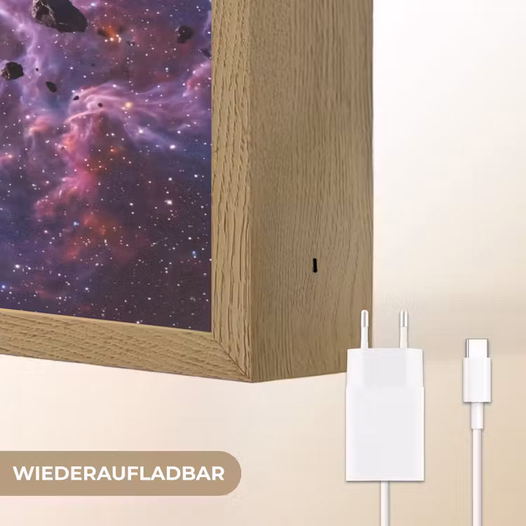 Space - Stars - Abstract - Colorful Light Box met batterij (Wandlamp) middel -USP_websiteoplaadbaarDE