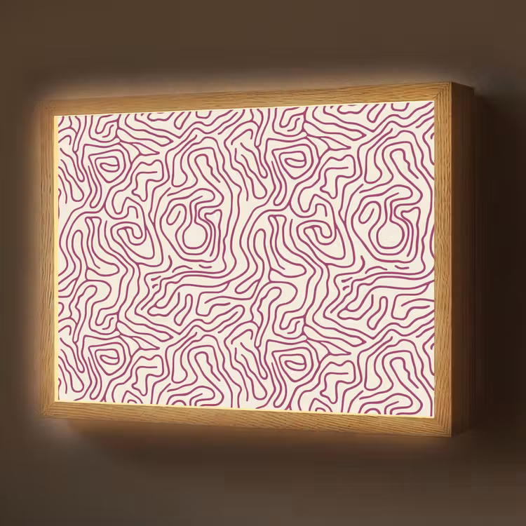 Kronkelende lijn - Magenta - Crème Light Box met batterij (Wandlamp) middel 907 -z3d_website