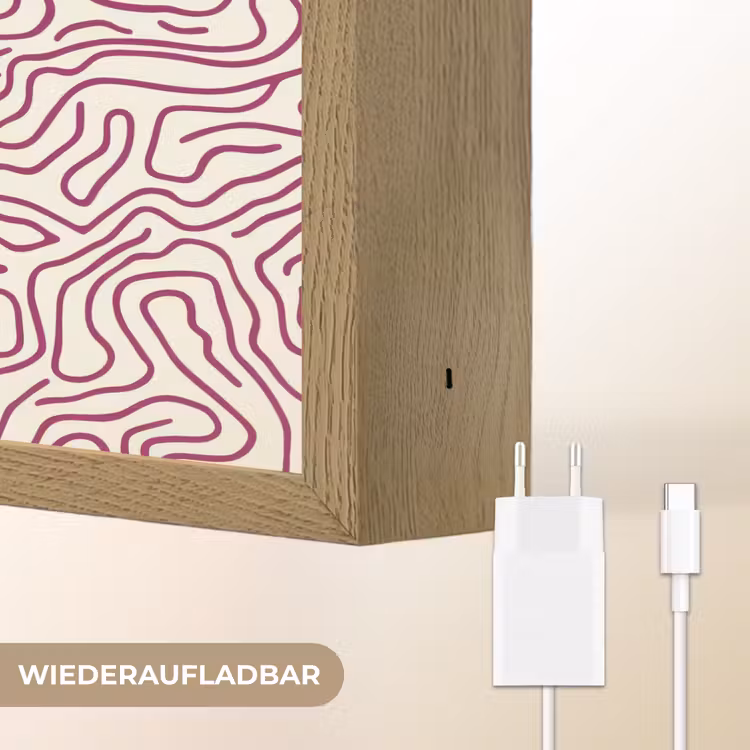 Kronkelende lijn - Magenta - Crème Light Box met batterij (Wandlamp) middel 907 -USP_websiteoplaadbaarDE