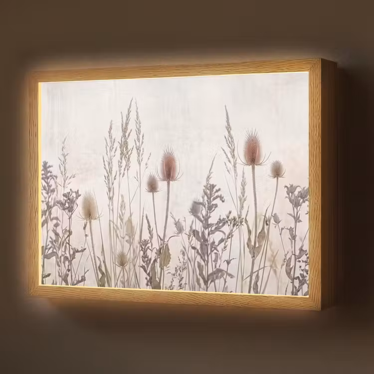 Weidebloemen - Design - Sepia Light Box met batterij (Wandlamp) middel -z3d_website