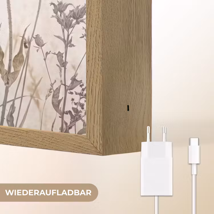 Weidebloemen - Design - Sepia Light Box met batterij (Wandlamp) middel -USP_websiteoplaadbaarDE