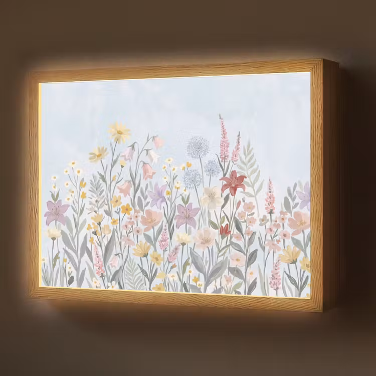 Weidebloemen - Illustratie - Kleurrijk Light Box met batterij (Wandlamp) middel -z3d_website