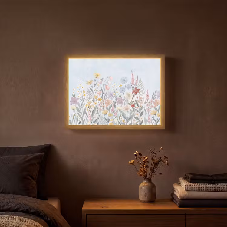 Weidebloemen - Illustratie - Kleurrijk Light Box met batterij (Wandlamp) middel -sfeer4