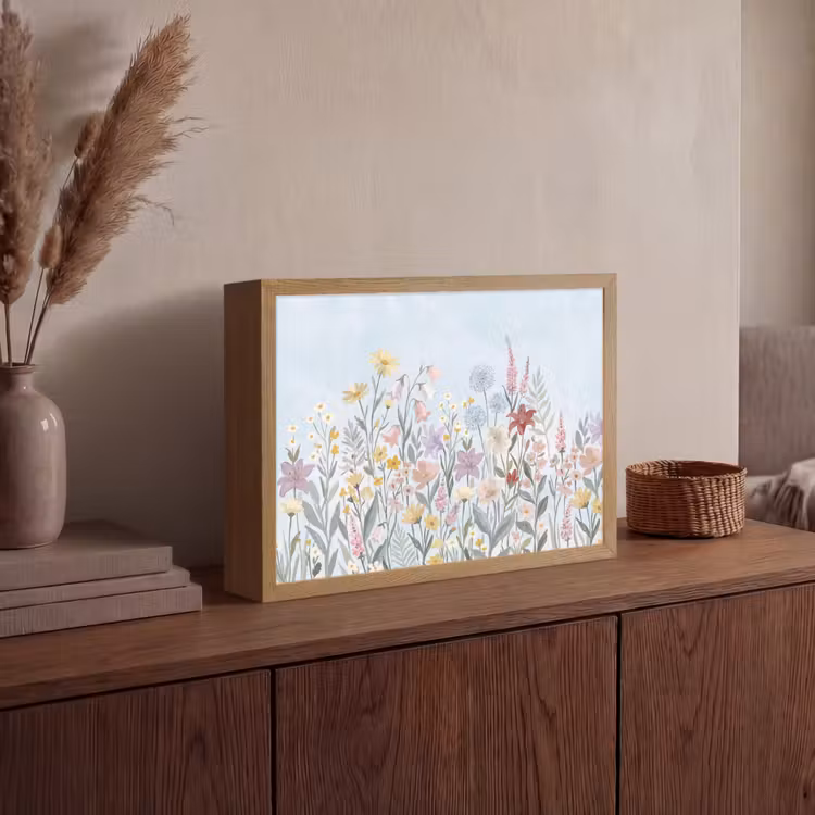 Weidebloemen - Illustratie - Kleurrijk Light Box met batterij (Wandlamp) middel -sfeer2