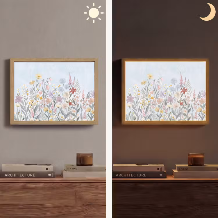 Weidebloemen - Illustratie - Kleurrijk Light Box met batterij (Wandlamp) middel -sfeer3