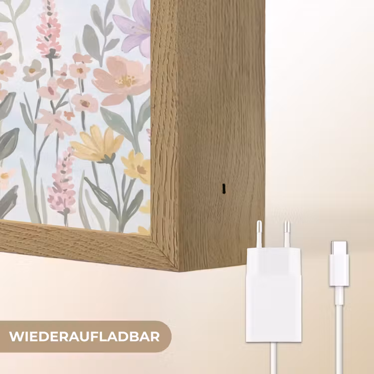Weidebloemen - Illustratie - Kleurrijk Light Box met batterij (Wandlamp) middel -USP_websiteoplaadbaarDE