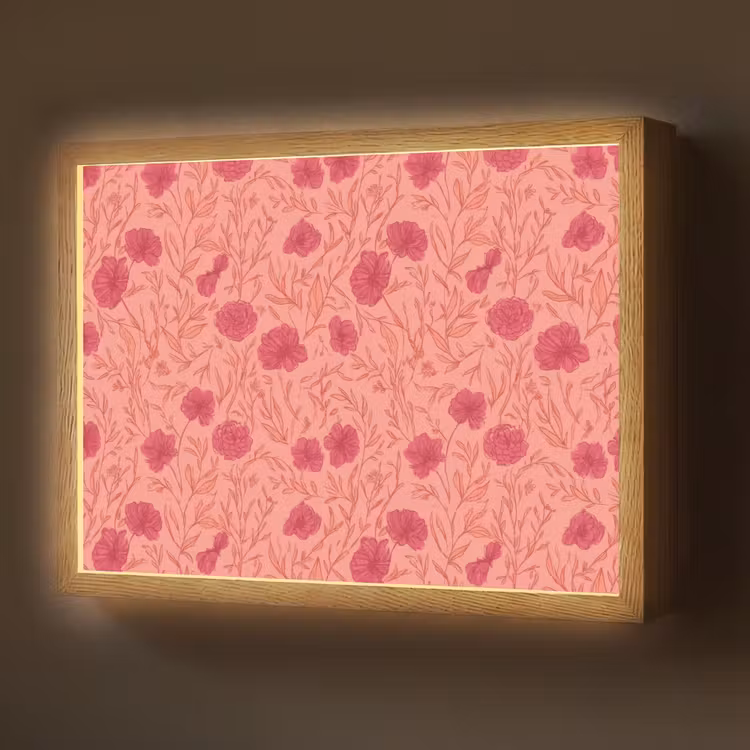 Weidebloemen - Romantisch - Roze Light Box met batterij (Wandlamp) middel 907 -z3d_website